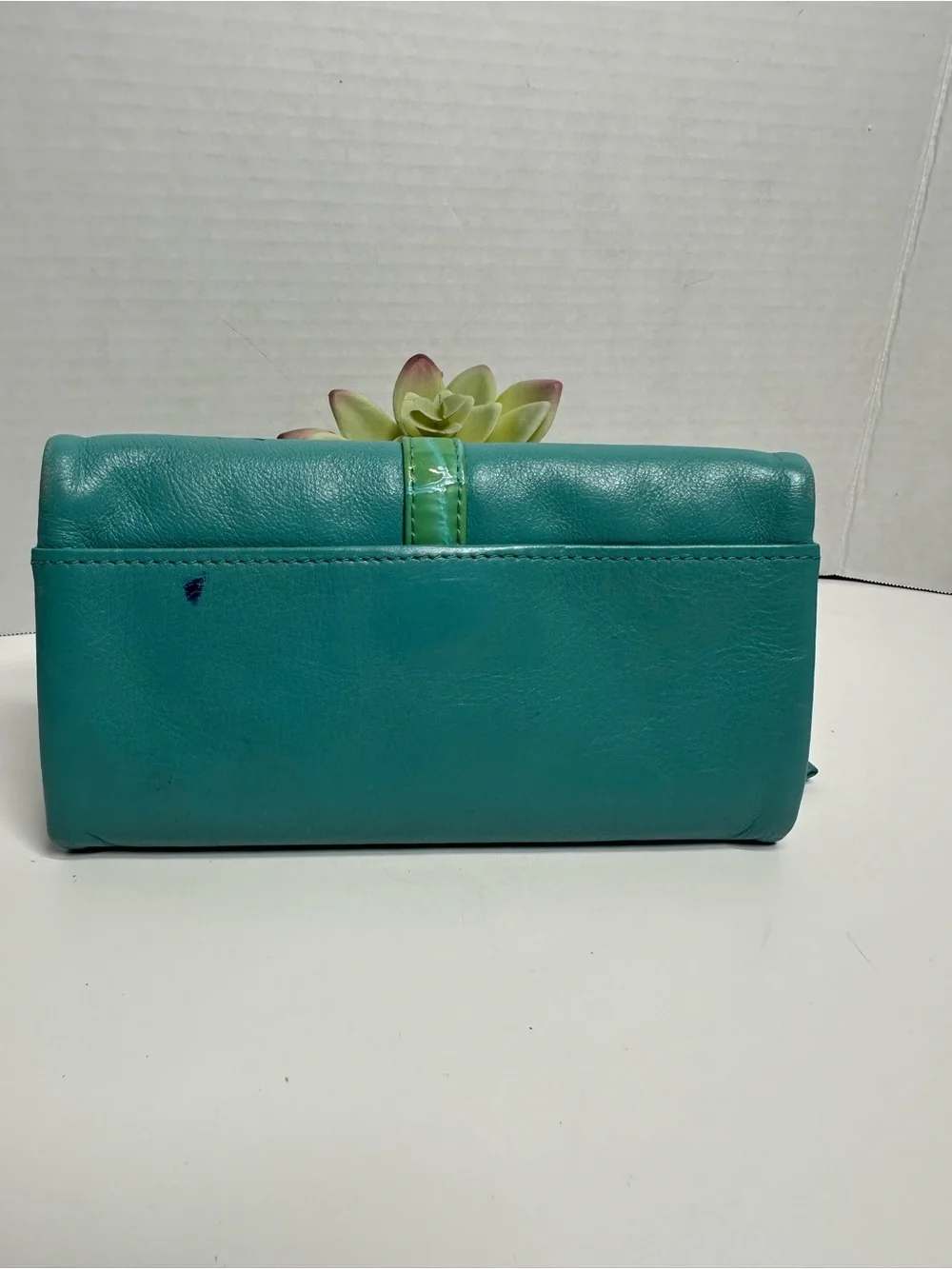 Brighton Turquoise Fold-Over Leather Clutch